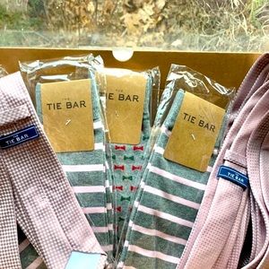 The Tie Bar Blush Pink & Grey Socks & Silk Ties
